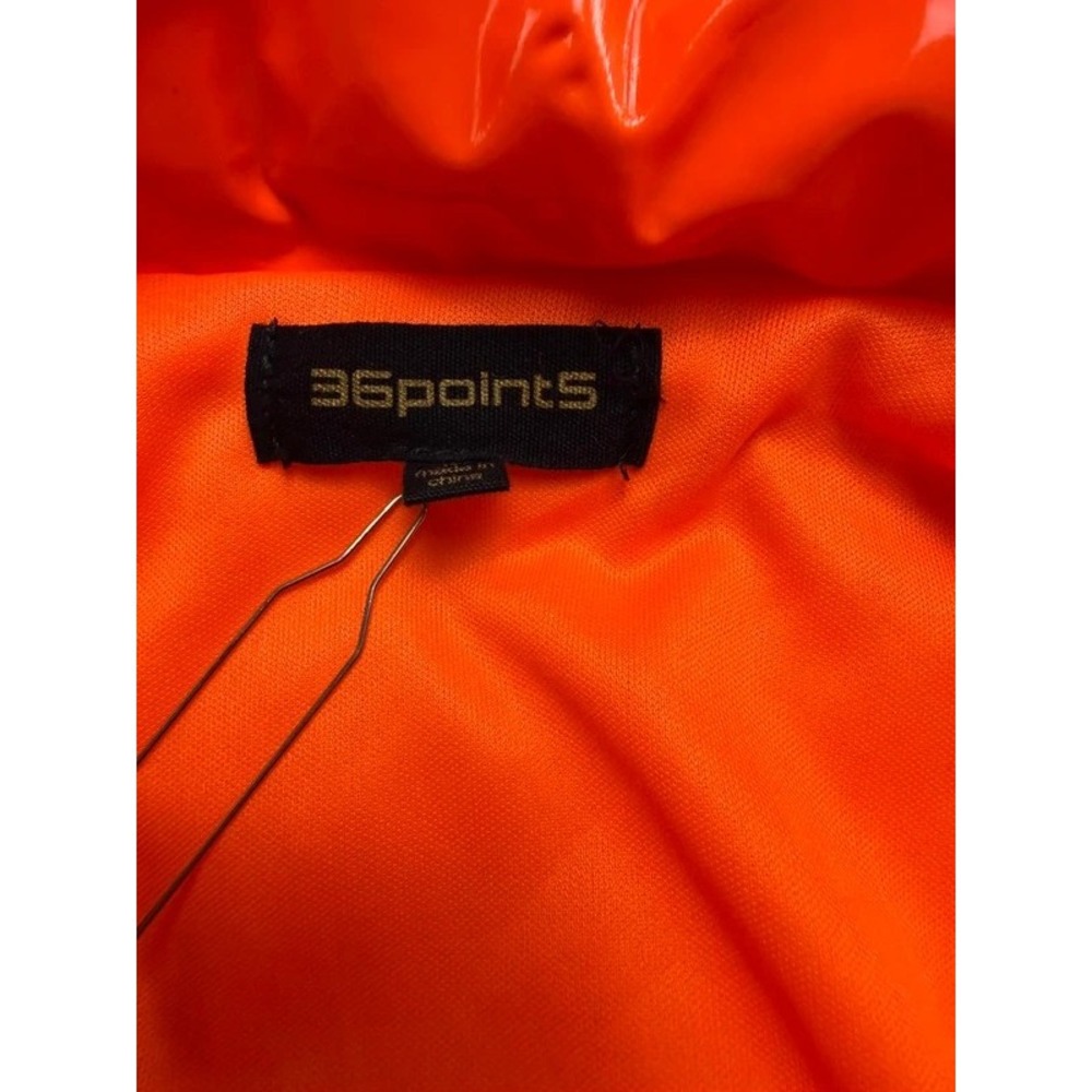 36points Women's M Orange High Shine Cropped Puffer Jacket Wet Look Y2K - Picture 11 of 11